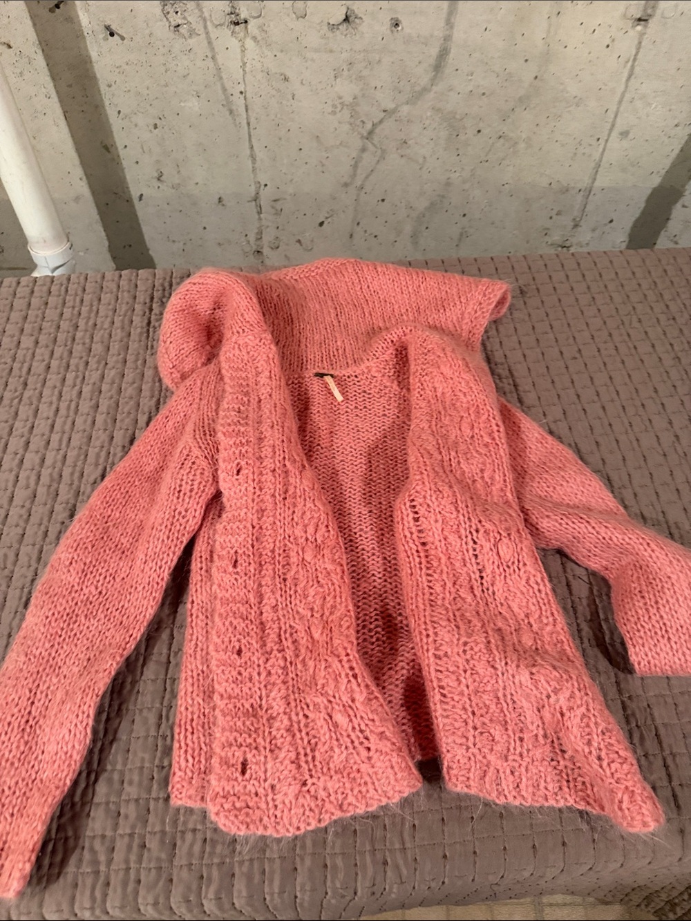 Cozy Pink Hooded Cable Knit Women's Sweater